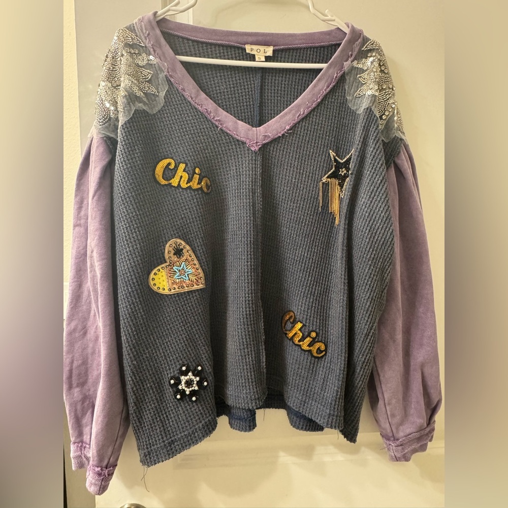 POL Glam Embroidered Patchwork Sweater - Picture 6 of 6